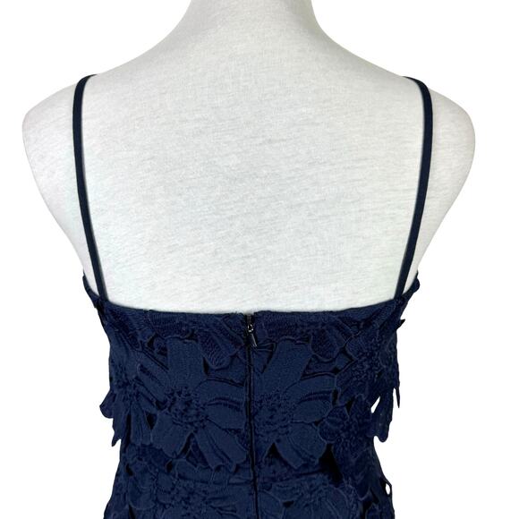 Black Halo Ora Navy Floral Cutout Lace Sleeveless Sheath Party Dress - Picture 6 of 10